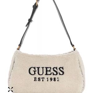 GUESS White Sherpa Shoulder Bag